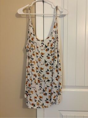 Forever 21 White Tank Top with Yellow Floral Print